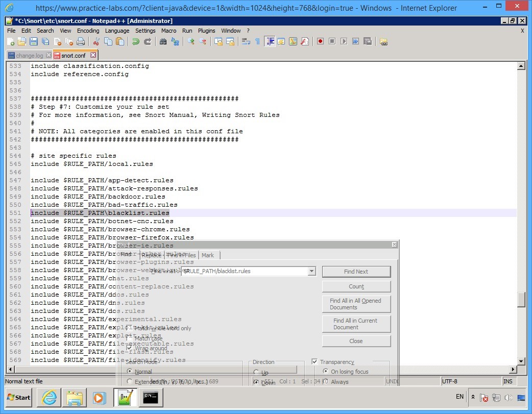 Practice Labs screenshot.